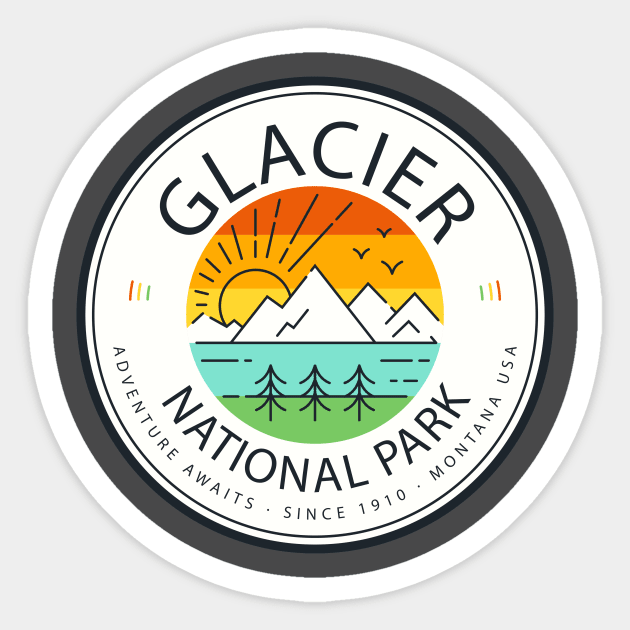 Glacier National Park Retro Vintage Sticker by roamfree